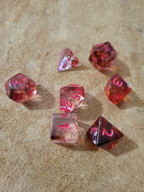 Red Transparent RPG Polyhedral Dice Set for Tabletop Games